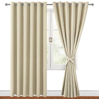 1 x RAW Customer Returns Hiasan blackout curtains with eyelets, light beige opaque curtains, 2 pieces, 228 x 228 cm width x height , soft sliding curtains for bedroom, living room etc. - RRP €53.89