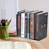 8 x Brand New Pack of 2 metal bookends for heavy books, non-slip decorative bookends, for desk, office, home decoration, student gift black  - RRP €89.6