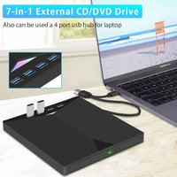 1 x RAW Customer Returns External DVD CD-ROM Drive and Burner USB 3.0 and Type-C with SD TF Card Reader and USB, CD-RW VCD for Windows 7 8 10 Vista XP Mac OS, Laptop, Desktops - RRP €44.95