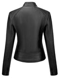 1 x RAW Customer Returns BELLIVERA Women s PU Jacket Spring and Autumn Motorcycle Short Casual Jacket 37 Black XXL - RRP €53.44