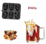 6 x Brand New Skull silicone ice cube mold, 1 Pcs Ice Cube Tray Halloween silicone mold, 6 ice cubes skull, skull chocolate mold for baking, silicone ice cube mold skull for whiskey, cocktail black  - RRP €61.74