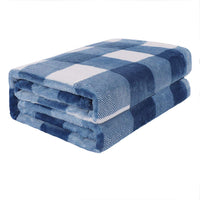 1 x Brand New PiccoCasa Checked Blanket Wool Blanket Large Blanket Bedspread Fleece Blanket Warm Soft Living Cuddly Blanket as Sofa Blanket Couch Blanket Sofa Throw Blue White 230x260cm - RRP €42.98