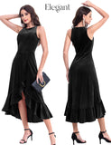 1 x Brand New Gardenwed Velvet Dress Evening Dress Long Elegant Split Bodycon Dress Long Formal Cocktail Party Dresses Wedding Guests Ball Gown Festive Party Dress Black S - RRP €34.99