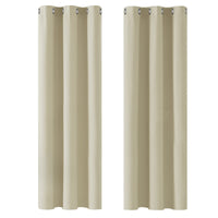 1 x RAW Customer Returns Deconovo Thermal Insulated Blackout Indoor Curtains, Solid Color Bedroom Curtains 2 Pieces, with Eyelets, 107x229 CM Width x Height , Dark Beige - RRP €37.13