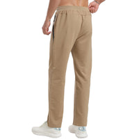 1 x RAW Customer Returns JustSun jogging pants men s training pants sports pants men s long cotton fitness pants men s zipper pockets khaki L - RRP €34.99