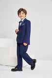 1 x RAW Customer Returns LOLANTA Boys Tuxedo Black Boys Suit,Page Boy Suits Boys Wedding Fits 152-158, Navy, Label Size 150  - RRP €52.87