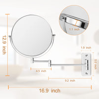 1 x RAW Customer Returns FFowcye 9 inch cosmetic mirror with magnification, 1X 7X makeup mirror wall mounted, double-sided wall mirror shaving mirror, 360 rotatable magnifying mirror for bathroom spa and hotel - RRP €32.99