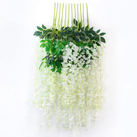 1 x RAW Customer Returns Wisteria Hanging Flowers, 12-Pack 3.6 Feet Wisteria Hanging Flowers Artificial Wisteria Vine Ratta Hanging Garland Silk Flowers, for Wedding Party Garden Outdoor Home Wall Decoration Milk White  - RRP €15.99