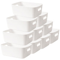 1 x RAW Customer Returns LYLIDIA 10 pieces storage box plastic 30 cm storage basket large white basket storage plastic box baskets plastic box for bathroom kitchen cupboard shelf organizer boxes - RRP €36.22