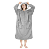 1 x RAW Customer Returns FBSPORT Hoodie Blanket Oversized Hoodie Sweatshirt for Women Men Long XXL Sherpa Fleece Super Soft Warm Hoodie Blanket One Size Blankets Pullover Gift for Birthday Christmas Gray - RRP €41.34