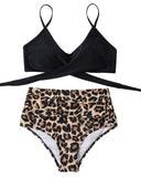 1 x RAW Customer Returns Jarseila Women s Swimwear Two Pieces Elegant Swimwear Women Push Up Padded Bikini Bra High Waist Bikini Bottom Beachwear, Leopard, L - RRP €35.99