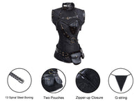 1 x Brand New Charmian Women s Plus Size Retro Goth Spiral Steel Boned Brocade Steampunk Bustiers Corset with Jacket and Belt Black 5X-Large - RRP €21.6