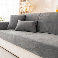 1 x RAW Customer Returns GKXLH New waterproof sofa cover - soft chenille sofa seat cushion covers, non-slip sofa cover washable 1 2 3 4 seater couch cover for sectional sofa, sofa throws L shape dark grey, 90x160cm  - RRP €29.99