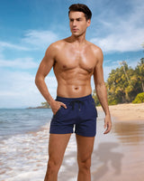 1 x RAW Customer Returns Adorel Men s Swimming Shorts Sports Pocket Zip Short Adjustable Swimming Trunks Navy Blue XL - RRP €19.16