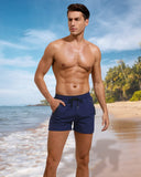 1 x RAW Customer Returns Adorel Men s Swimming Shorts Sports Pocket Zip Short Adjustable Swimming Trunks Navy Blue M - RRP €21.58