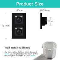 1 x RAW Customer Returns BSEED Wall Socket with Double USB 2.1A , 2 Gang, AC Outlets with Crystal Glass Panel, Black, Built-in Socket with 2 USB Ports, Suitable for Smartphone, Tablet and MP3 - RRP €26.4