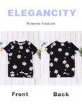 1 x Brand New Elegancity Black T-Shirt Women s Crew Neck Shirt Printed Floral Top with Short Sleeve Casual Summer T-Shirt S - RRP €27.6