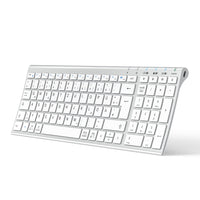 1 x RAW Customer Returns iClever wireless keyboard, BK10 Bluetooth keyboard Mac with 3 Bluetooth channels, ultraslim rechargeable QWERTZ German keyboard, wireless keyboard for iOS, Android, Windows, white - RRP €33.56