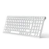 1 x RAW Customer Returns iClever wireless keyboard, BK10 Bluetooth keyboard Mac with 3 Bluetooth channels, ultraslim rechargeable QWERTZ German keyboard, wireless keyboard for iOS, Android, Windows, white - RRP €33.56