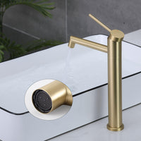 1 x RAW Customer Returns Bathroom Faucet Tall Wash Basin Faucet Single Lever Mixer Tap Bathroom Faucet Wash Basin Bathroom Cold and Hot Water Available,Brushed Gold,SHANFO M4OK-T - RRP €59.99