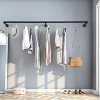 1 x RAW Customer Returns unho Wall Mounted Clothes Rail, Industrial Style Pipe Clothes Rack Wall Mounted, Wall Mounted Wardrobe for Bedroom Living Room 3 Bases  - RRP €41.8