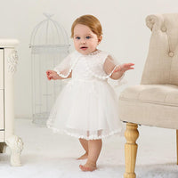 1 x RAW Customer Returns Leideur Baby Girls White Christening Dress Hooded Newborn Baptism Lace Dress for Wedding Birthday, white 4, 18-24 months - RRP €24.0