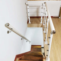 2 x RAW Customer Returns Set of 6 50mm Stainless Steel Wooden Handrail Tips Armrest End Cover Round Stair Ramp Tips Mounting Screws Included - RRP €33.98