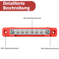 1 x RAW Customer Returns HOIIME 12V - 48V Busbar Power Terminal Blocks with 2 M6 Bolts 6 M4 Screw Terminals, 150A Busbar Block with Cover for Cars RV Boats Yachts Red Black, 2 Pack  - RRP €11.71