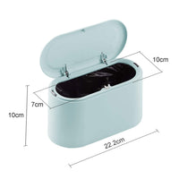 1 x RAW Customer Returns JEEZAO Mini Desktop Trash Bin, Rubbish Bin with Spring Push Lid for Kitchen Bedroom Bathroom, Pet Food Container Light Blue  - RRP €12.99