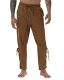 1 x RAW Customer Returns YAOHUOLE Viking Trousers Men s Medieval Pirate Trousers Men s Costume Men s Renaissance Trousers Slim Fit Brown 3XL - RRP €27.22