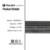 1 x RAW Customer Returns K KYUER 44Wh W950BAT-4 Laptop Battery for Clevo W950AU W950LU W950JU W950TU W955TU W950SU2 W950BU W950KU Terra Mobile 1513 1513A 1513P 1513S 1713 1713A 6-87-W95KS-42L1 6-87-W9 7KS-42L1 6-87-W95KS-42F2 - RRP €50.99