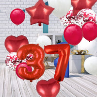 2 x Brand New 37th Birthday Balloons, 37th Birthday Red, 37 Balloons, Party Supplies, Number 37, Mylar Balloons, Latex Balloons, Gifts for Girls, Boys, Women, Men - RRP €38.4