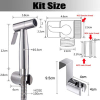 2 x RAW Customer Returns Bidet Stainless Steel Hand Shower, Muslim Stainless Steel Shower and Baby Cloth Diaper Spray Kit - with Faucet Dispenser, Hose and Hook Toilet or Wall Mount - RRP €48.44