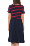 1 x RAW Customer Returns Smallshow Women s Casual Short Sleeve Nursing Dress Maternity Dress for Breastfeeding Navy Wine Stripe-Navy Medium - RRP €29.99