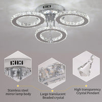 1 x RAW Customer Returns Modern crystal LED ceiling light, cold white 6000K diamond crystal chandelier, designer ceiling light with 3 crystal rings, stainless steel pendant light ceiling lighting for living room bedroom kitchen hallway - RRP €72.95