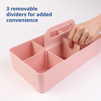 1 x RAW Customer Returns BLUE GINKGO Multipurpose Basket Organizer - Stackable Plastic Basket with Handle Cleaning Basket, Craft Basket, Desk Basket, Art and Makeup Storage Long Rectangle - Pink - RRP €24.84