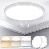 1 x RAW Customer Returns Yafido 28W LED ceiling light with radar and twilight sensor, 30cm 3000K 4000K 6000K black round ceiling lamp with motion detector, flat ceiling light for hallway, stairs, garage - RRP €30.08