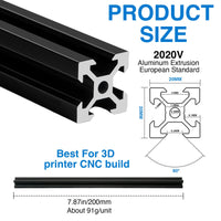 1 x RAW Customer Returns 4 pieces V type system profiles 2020 500mm aluminum profile extrusions anodized linear rail 20x20 aluminum profile for 3D printers DIY CNC machines etc. - RRP €31.25