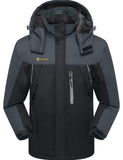 1 x RAW Customer Returns GEMYSE Men s Mountain Waterproof Ski Jacket Windproof Fleece Winter Coat with Hood Grey Black,L  - RRP €87.98