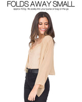 1 x RAW Customer Returns likemary Bolero Elegant Shrug in Transparent Beige Chiffon - RRP €28.0