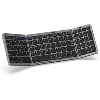 1 x RAW Customer Returns MoKo Foldable Keyboard Bluetooth, Portable Wireless Keyboard with Numpad, Keyboard Bluetooth Foldable for iOS Windows Android Mac, USB-C Rechargeable Keyboard for PC Laptop Tablet Cell Phone, QWERTY - RRP €39.99