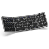 1 x RAW Customer Returns MoKo Foldable Bluetooth Keyboard, Portable Wireless Keyboard with Numpad, Bluetooth Foldable Keyboard for iOS Windows Android Mac, USB-C Rechargeable Keyboard for PC Laptop Tablet Mobile Phone, QWERTY - RRP €40.33