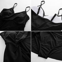 1 x RAW Customer Returns Maacie Women s One-Piece Maternity Swimsuit with Pleated Waist One-Piece Bikini Black 2XL - RRP €35.28