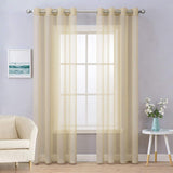 1 x RAW Customer Returns MIULEE Set of 2 Voile Curtains with Eyelets Transparent Voile Curtain Polyester Eyelet Curtain Living Room Airy Decorative Curtain for Bedroom Light Brown 225 x 140 cm H x W , Grommet Top - RRP €25.43