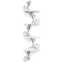 1 x RAW Customer Returns Alsonerbay Corner Shelf Solid Wood Wall Shelf Cat Shape Floating Shelf Decor for Living Room Bedroom Kitchen Office 4 Shelves Mordern and Simple White - RRP €28.27