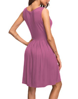 1 x Brand New AUSELILY Women s Sleeveless Pleated Loose Swing Dress with Knee-Length Pockets Mauve, XL  - RRP €27.22