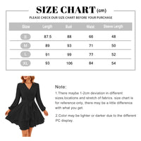 1 x RAW Customer Returns TcIFE Women s Short Dress Long Sleeve Casual V-Neck Tunic Dresses Solid Color Ruffle Mini Dress Swing Skater High Waist Wrap Dress Chiffon, Black, S - RRP €49.99