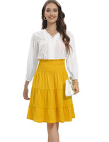 5 x Brand New DRESSTELLS Pleated Skirt Women Midi Pleated Skirt Elegent Boho Elastic Chiffon Skirt Summer Beach Skirt Turmeric 2XL - RRP €156.25