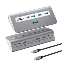 1 x RAW Customer Returns Docking station USB C dual monitor, laptop USB-C hub multiport adapter 14-in-1 triple display with 2x4K HDMI Displayport, USB C3.1, Ethernet, 100W PD, SD TF, USB 3.0 docking station for Windows Mac OS - RRP €71.59