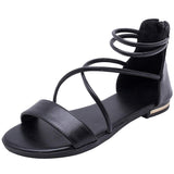 1 x RAW Customer Returns amropi Women s Crisscross Summer Open Toe Ankle Strap Flat Sandals Black, 39 EU  - RRP €38.99